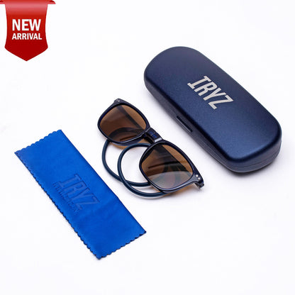 Vintage Square- Dark Blue Frame -Magnetic Sunglasses (VC43)