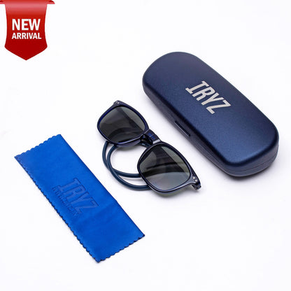 Vintage Square- Dark Blue Frame -Magnetic Sunglasses (VC41)