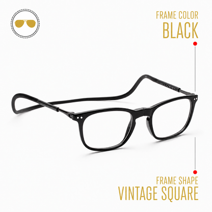 Vintage Square Hang In Neck Reading Glasses With Flexible Head Band.
