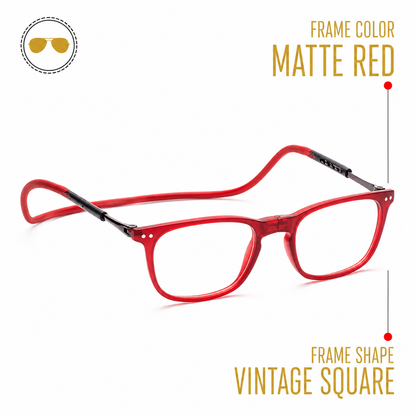 Vintage Square Hang In Neck Reading Glasses With Flexible Head Band.