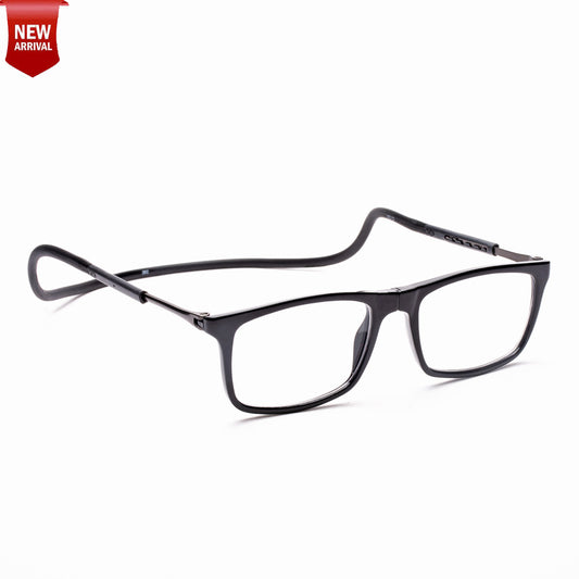 Classic Square Hang In Neck Reading Glasses With Flexible Head Band.