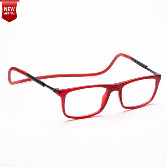 Classic Square Hang In Neck Reading Glasses With Flexible Head Band.