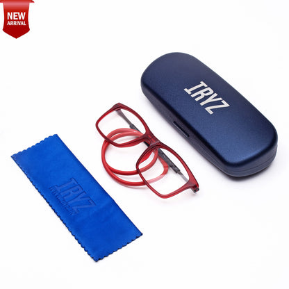 Classic Square Hang In Neck Reading Glasses With Flexible Head Band.