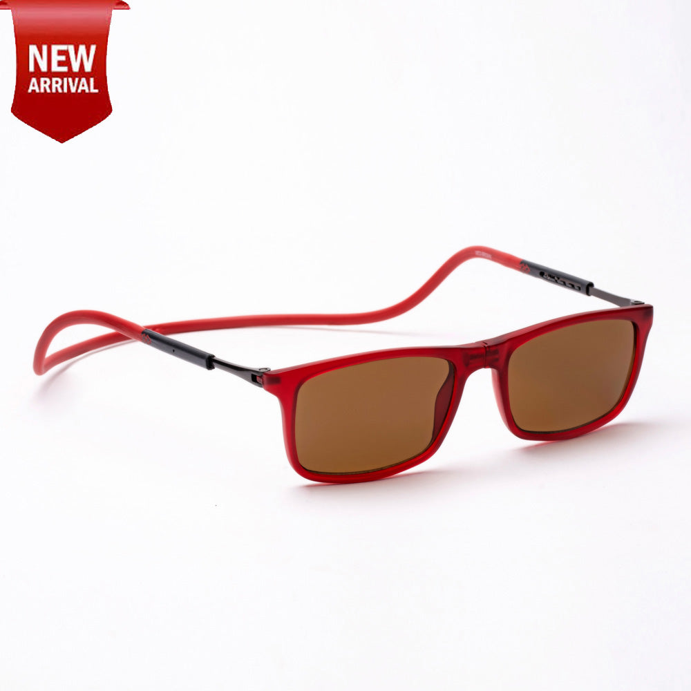Classic Square- Matte Red Frame -Magnetic Sunglasses