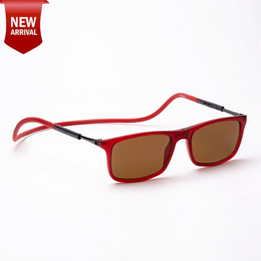 Classic Square- Matte Red Frame -Magnetic Sunglasses