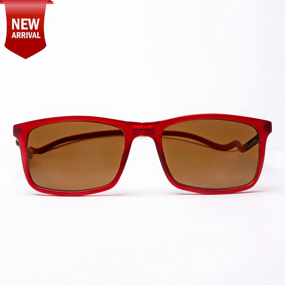 Classic Square- Matte Red Frame -Magnetic Sunglasses