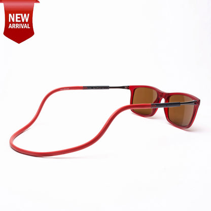 Classic Square- Matte Red Frame -Magnetic Sunglasses