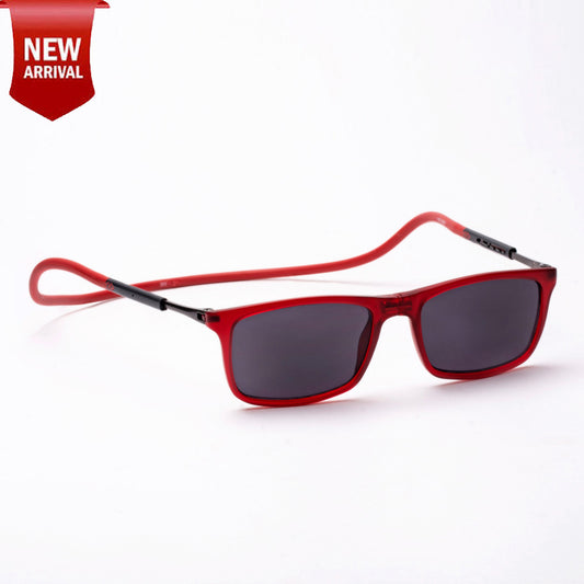 Classic Square- Matte Red Frame -Magnetic Sunglasses