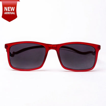 Classic Square- Matte Red Frame -Magnetic Sunglasses