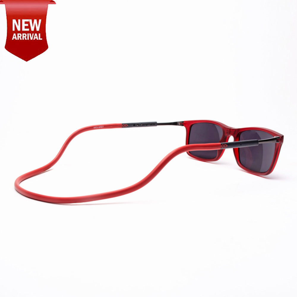 Classic Square- Matte Red Frame -Magnetic Sunglasses