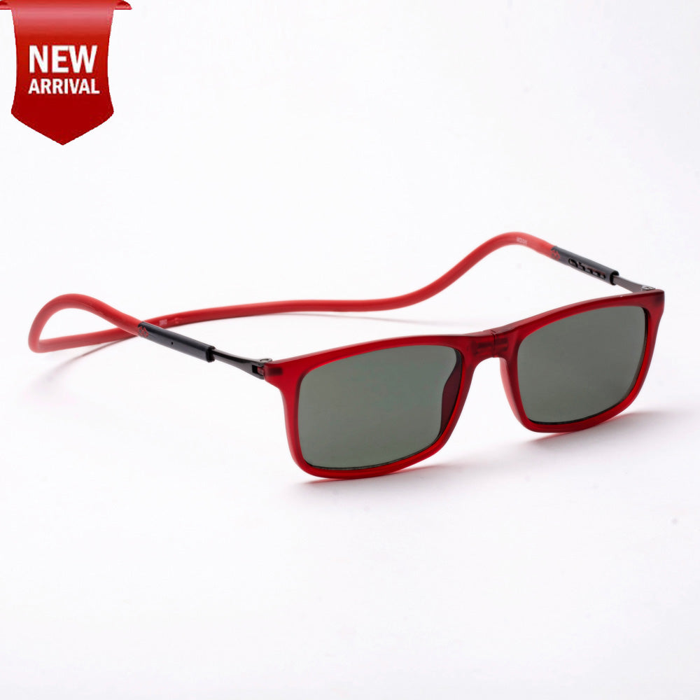 Classic Square- Matte Red Frame -Magnetic Sunglasses
