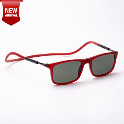 Classic Square- Matte Red Frame -Magnetic Sunglasses