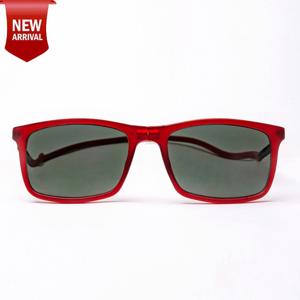 Classic Square- Matte Red Frame -Magnetic Sunglasses