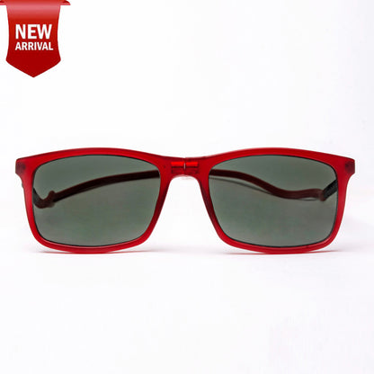 Classic Square- Matte Red Frame -Magnetic Sunglasses