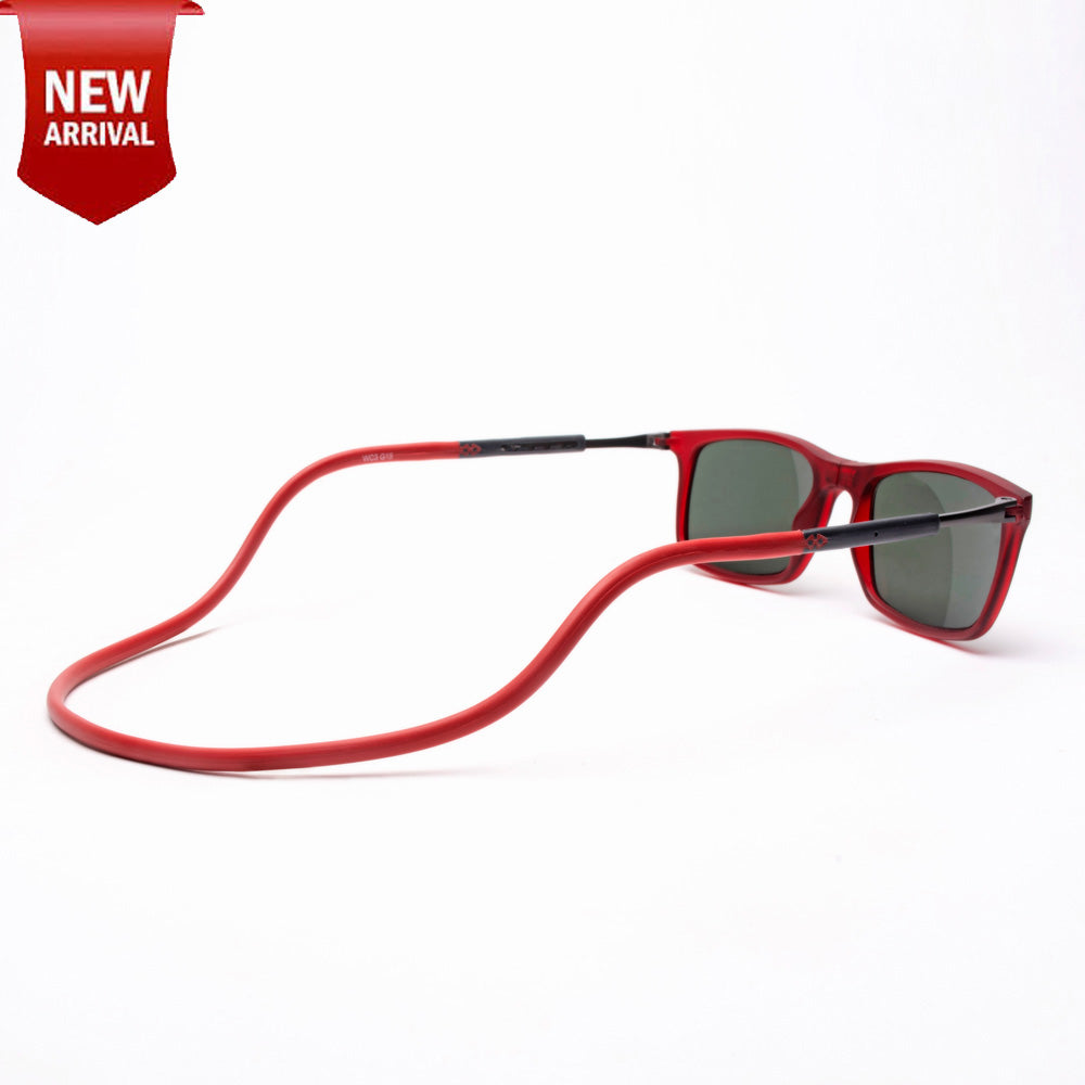 Classic Square- Matte Red Frame -Magnetic Sunglasses