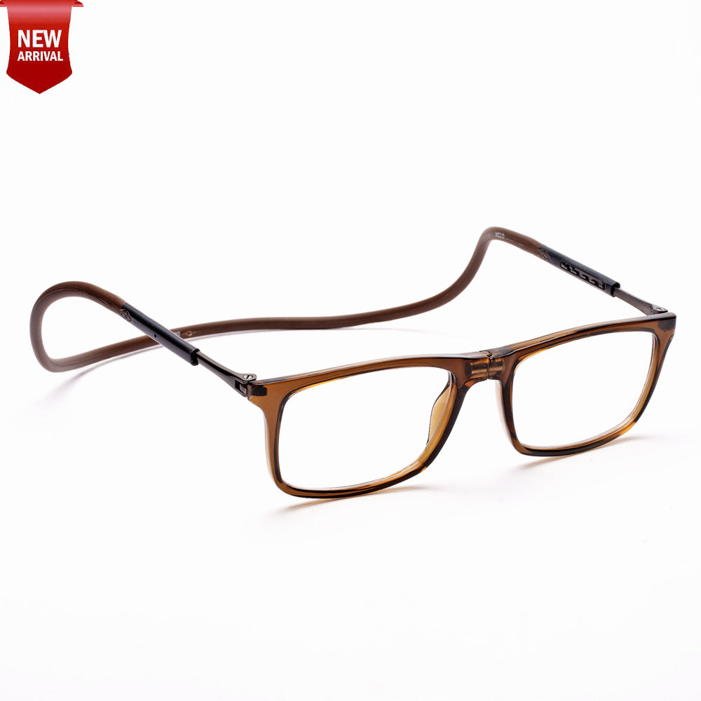 Classic Square Hang In Neck Reading Glasses With Flexible Head Band.