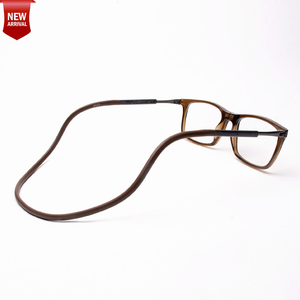 Classic Square Hang In Neck Reading Glasses With Flexible Head Band.