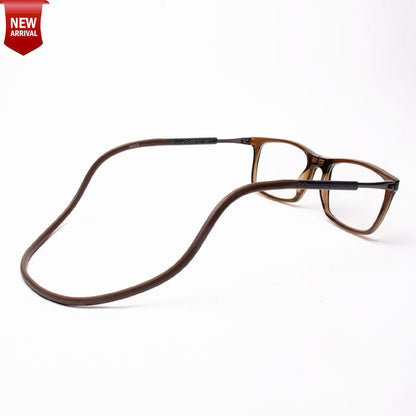 Classic Square Hang In Neck Reading Glasses With Flexible Head Band.