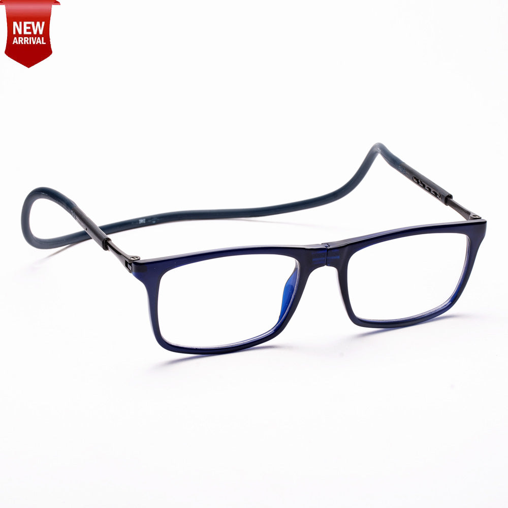Classic Square Hang In Neck Reading Glasses With Flexible Head Band.