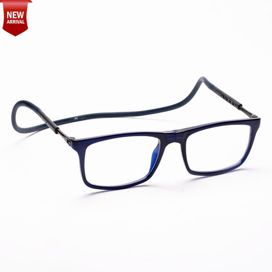 Classic Square Hang In Neck Reading Glasses With Flexible Head Band.