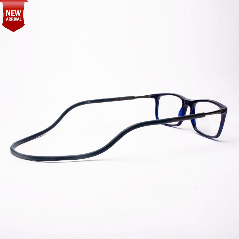 Classic Square Hang In Neck Reading Glasses With Flexible Head Band.