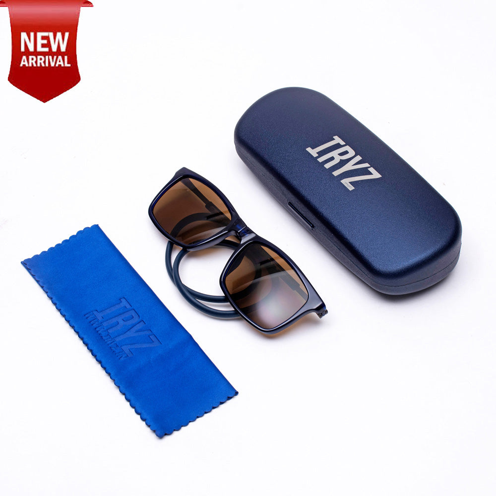 Classic Square- Dark Blue Frame -Magnetic Sunglasses
