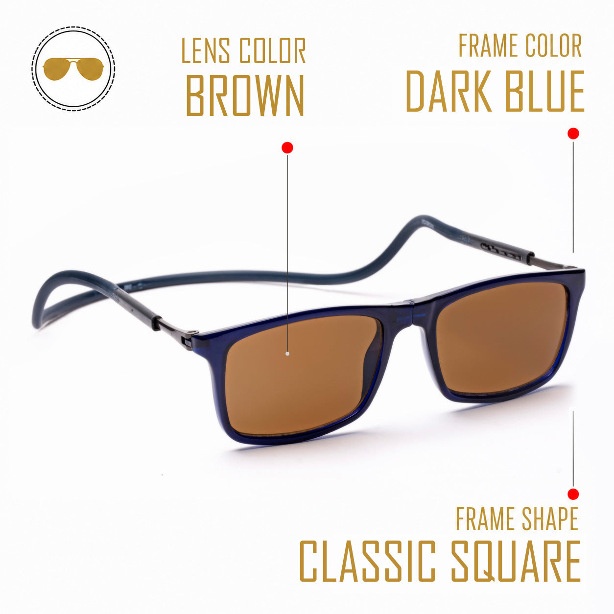 Classic Square- Dark Blue Frame -Magnetic Sunglasses