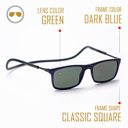 Classic Square- Dark Blue Frame -Magnetic Sunglasses