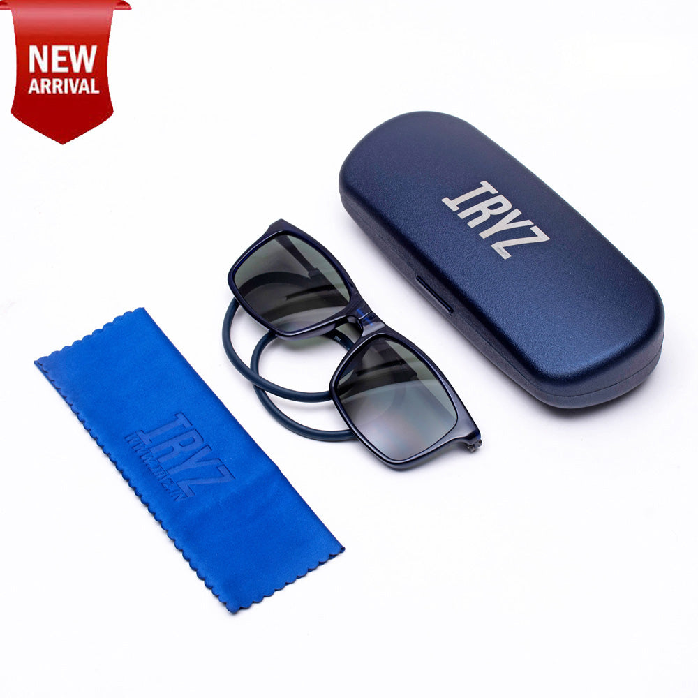 Classic Square- Dark Blue Frame -Magnetic Sunglasses