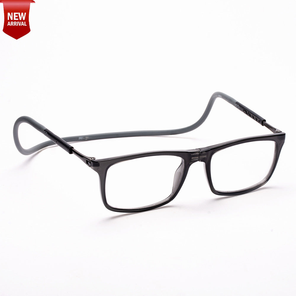 Classic Square Hang In Neck Reading Glasses With Flexible Head Band.