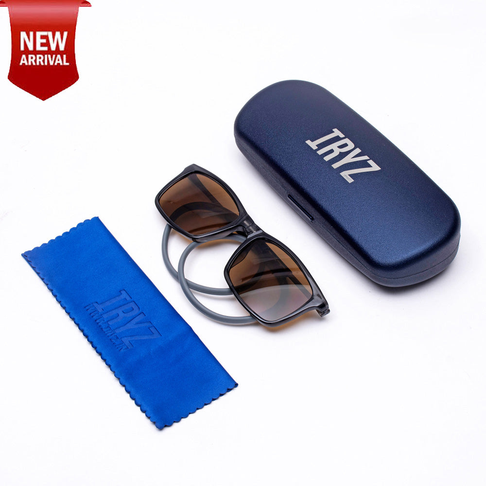 Classic Square- Dark Grey Frame -Magnetic Sunglasses