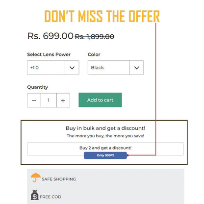 Reading hang in neck glasses with Long sides. Summer Sale! Flat Rs. 1200 Off