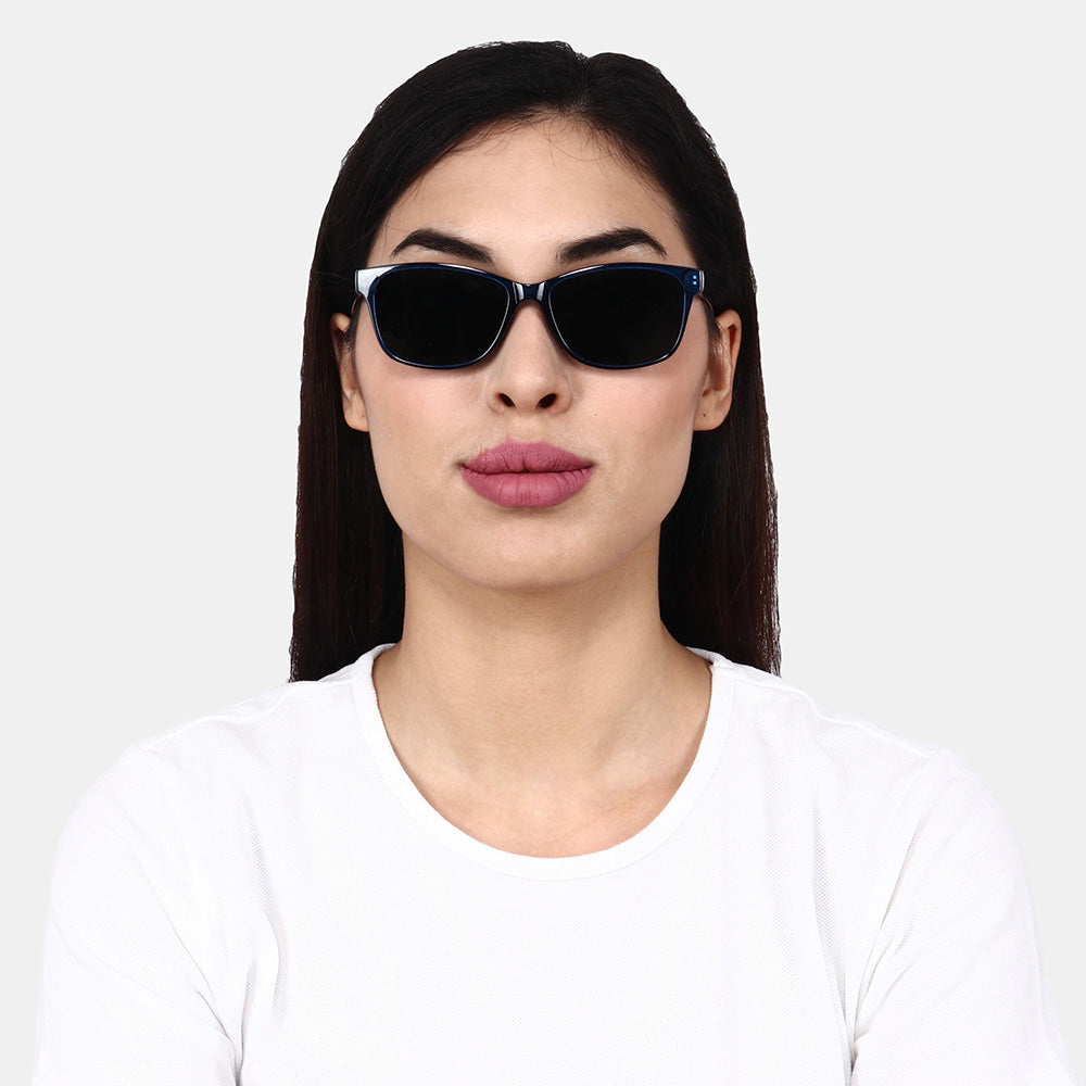 Blue & Black Frame-Grey Lens- Unisex Polarized Sunglasses with long hang in neck sides-Small Size