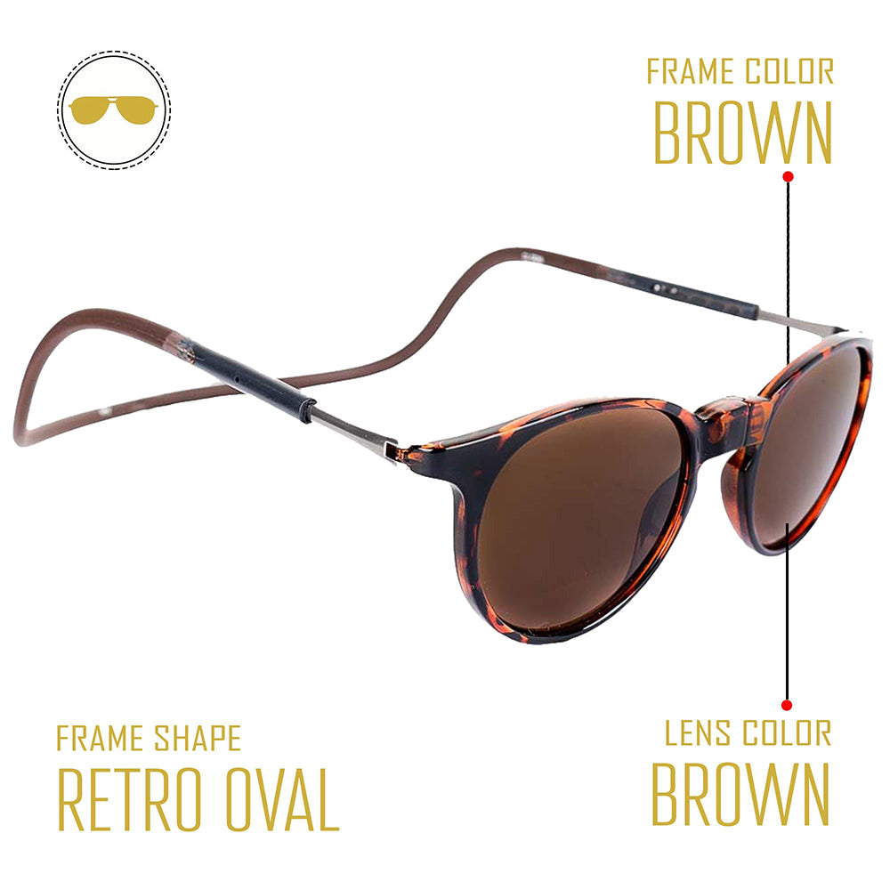 Retro Tortoise Brown Frame - Green Lens - Magnetic Sunglasses. THE BIG SALE! Flat Rs. 800 Off