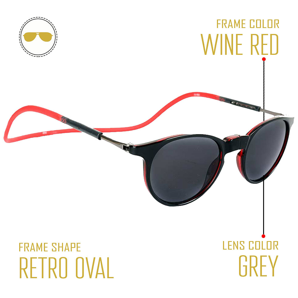 Wine Red Frame - Grey Lens - Magnetic Sunglasses - THE BIG SALE! Flat Rs. 800 Off
