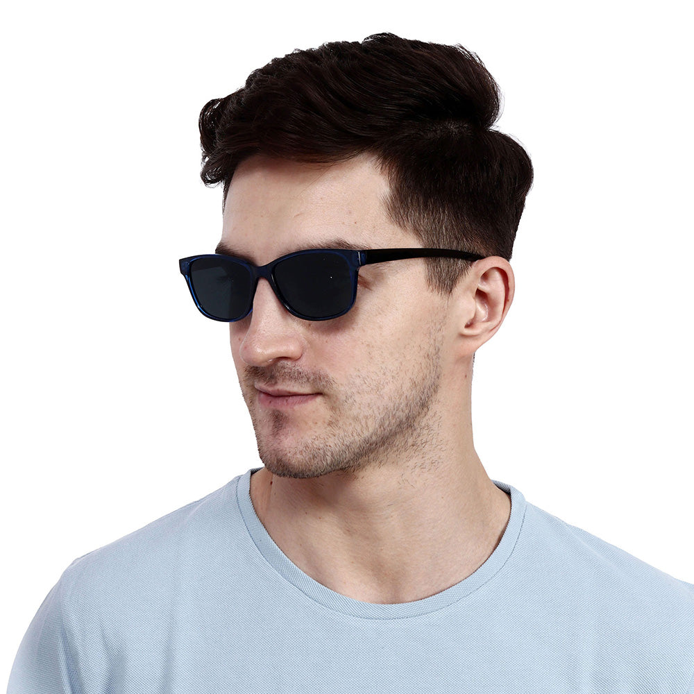 Blue & Black Frame-Grey Lens- Unisex Polarized Sunglasses with long hang in neck sides-Small Size