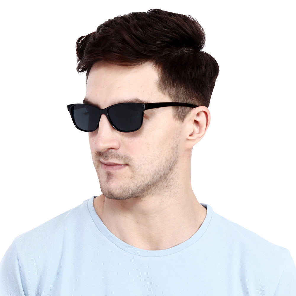 Black Frame - Black Lens- Unisex Sunglasses with long hang in neck sides