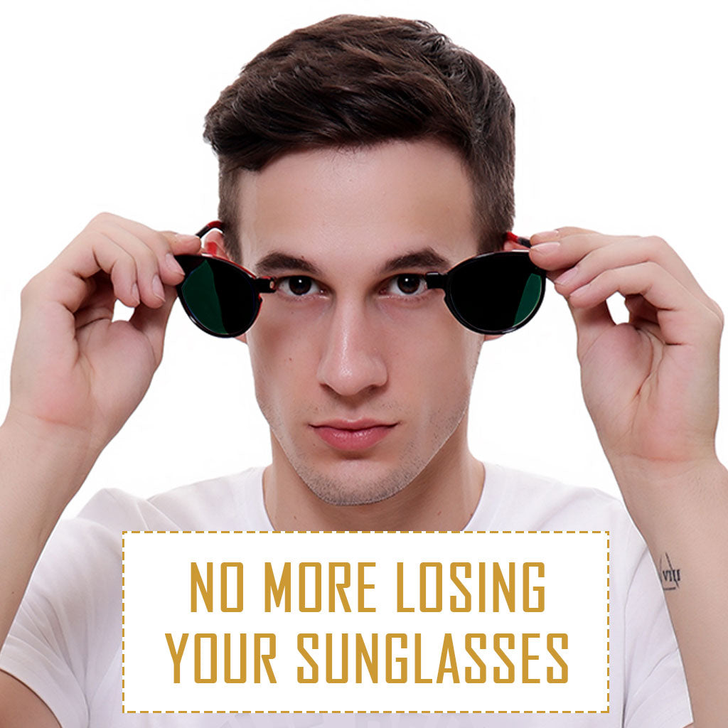 Black Frame - Green Lens - Hang in Neck Sunglasses 