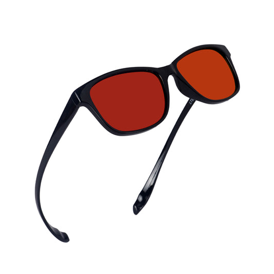 Black Frame-Mirror Red Lens- Unisex Polarized Sunglasses with long hang in neck sides-Small Size