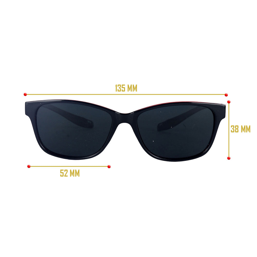 Black Frame - Black Lens- Unisex Polarized Sunglasses with long hang in neck sides-Small Size