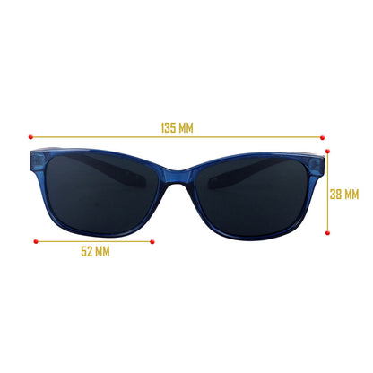 Blue & Black Frame-Grey Lens- Unisex Polarized Sunglasses with long hang in neck sides-Small Size