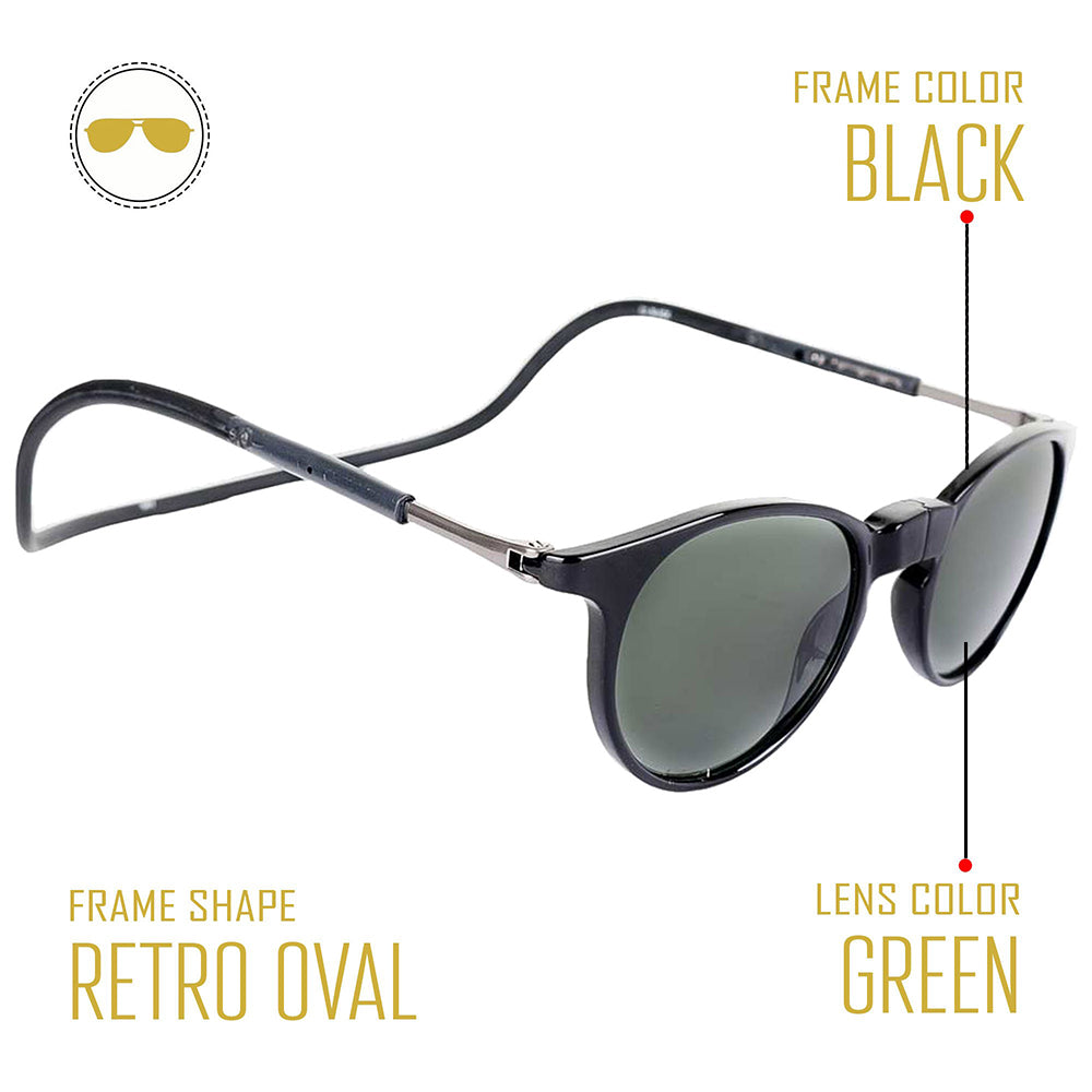 Black Frame - Green Lens - Magnetic Sunglasses. THE BIG SALE! Flat Rs. 800 Off