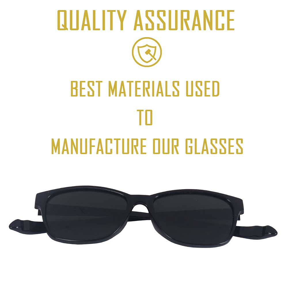 Black Frame - Black Lens- Unisex Polarized Sunglasses with long hang in neck sides-Small Size