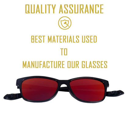 Black Frame-Mirror Red Lens- Unisex Polarized Sunglasses with long hang in neck sides-Small Size