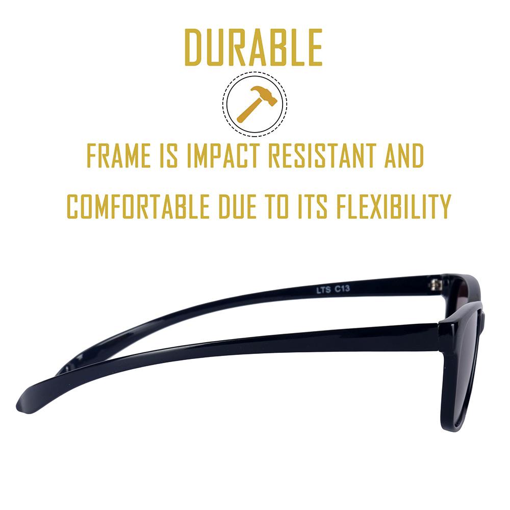 Black Frame - Black Lens- Unisex Polarized Sunglasses with long hang in neck sides-Small Size
