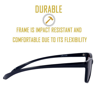 Black Frame - Black Lens- Unisex Polarized Sunglasses with long hang in neck sides-Small Size