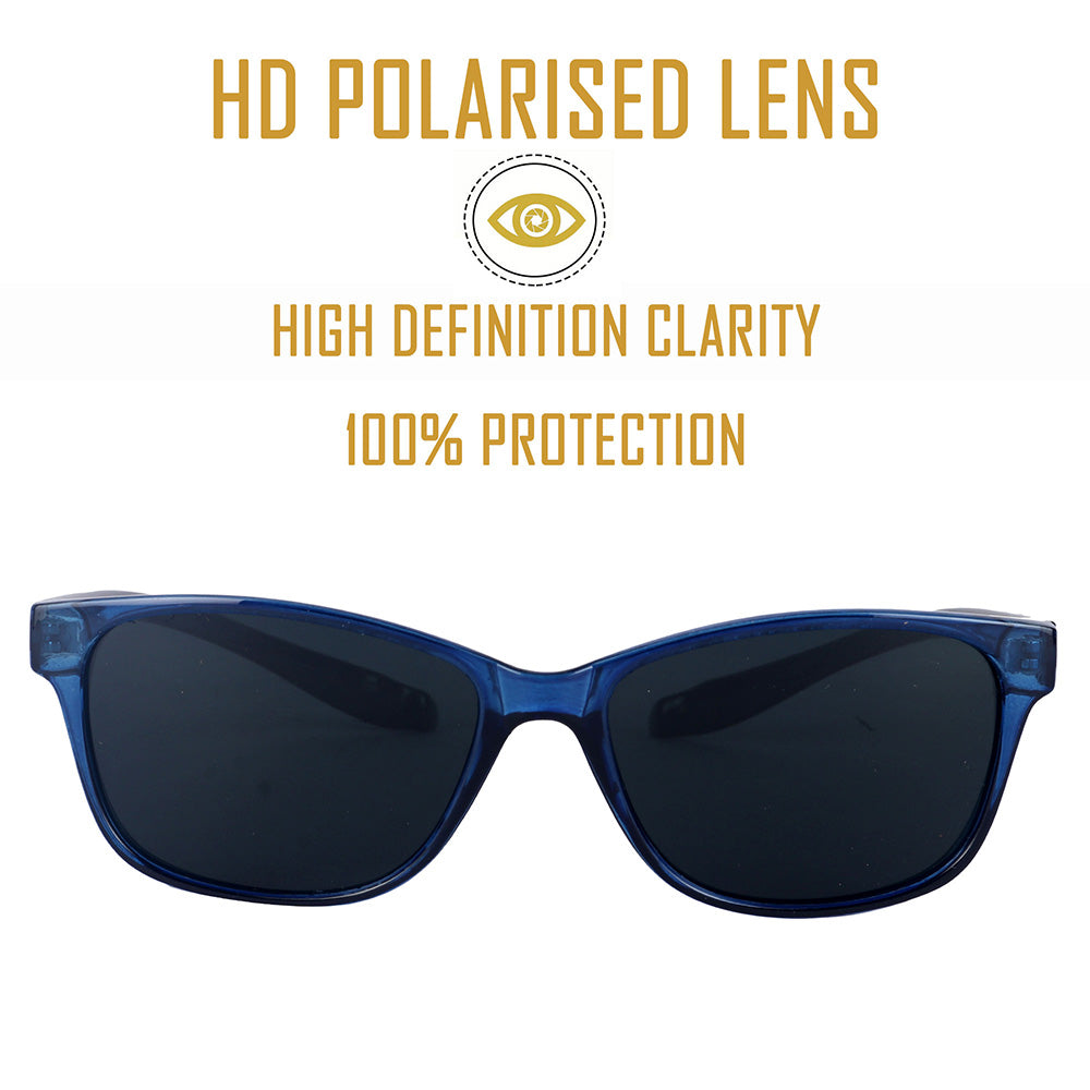 Blue & Black Frame-Grey Lens- Unisex Polarized Sunglasses with long hang in neck sides-Small Size
