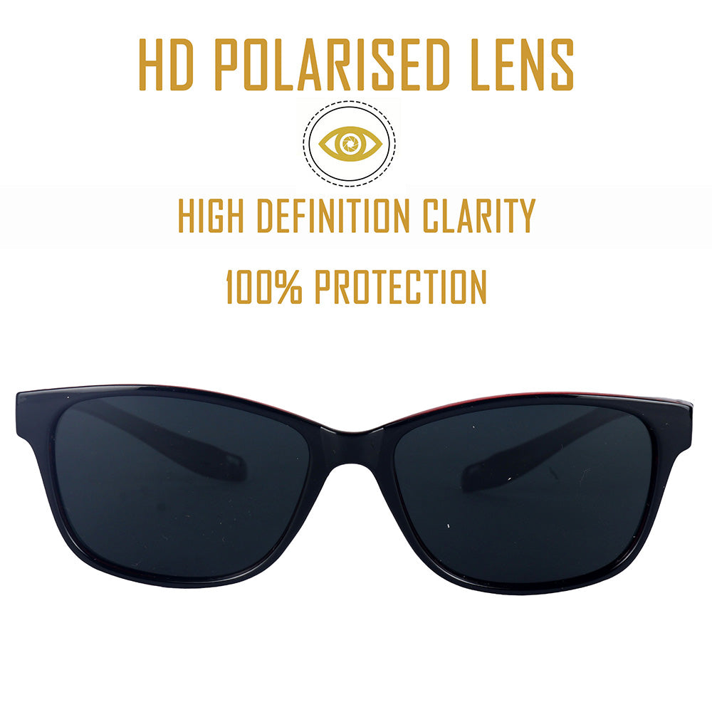 Wine Red Frame-Grey Lens- Unisex Polarized Sunglasses with long hang in neck sides-Small Size