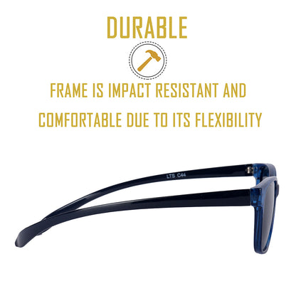 Blue & Black Frame-Grey Lens- Unisex Polarized Sunglasses with long hang in neck sides-Small Size
