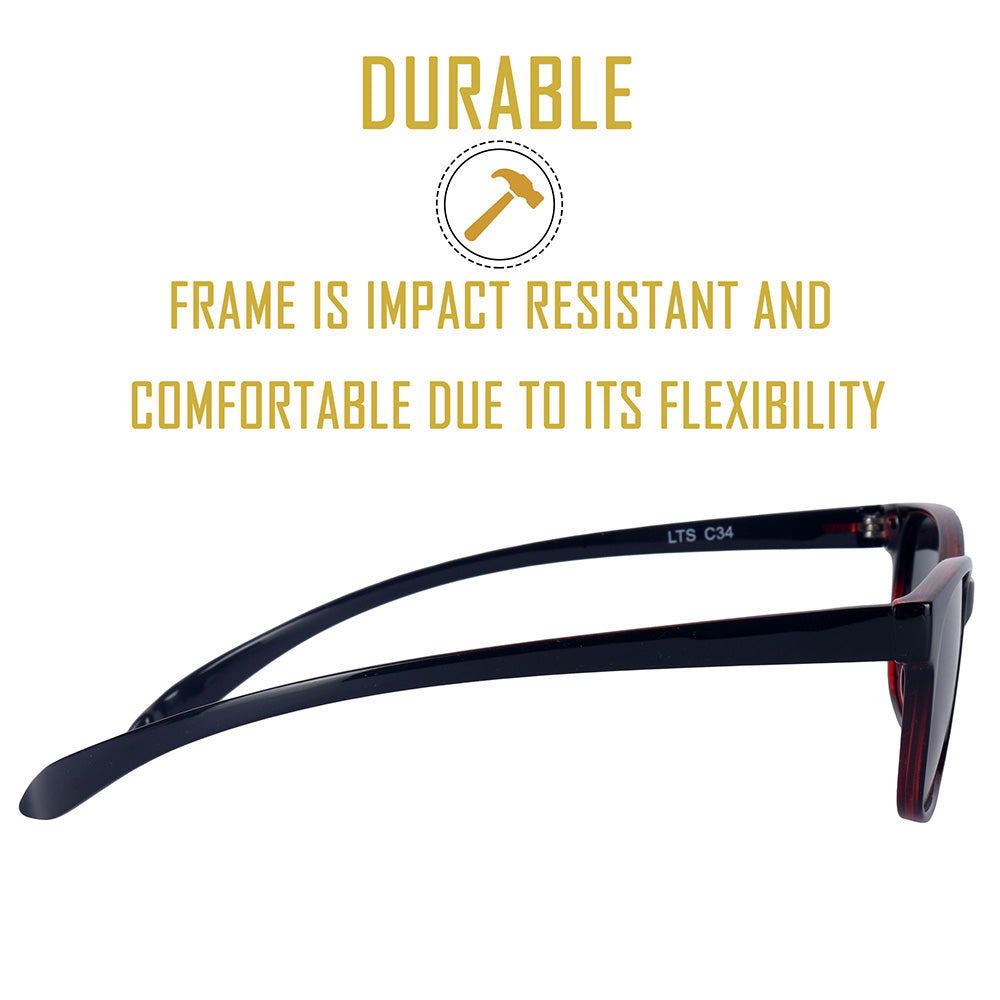Wine Red Frame-Grey Lens- Unisex Polarized Sunglasses with long hang in neck sides-Small Size
